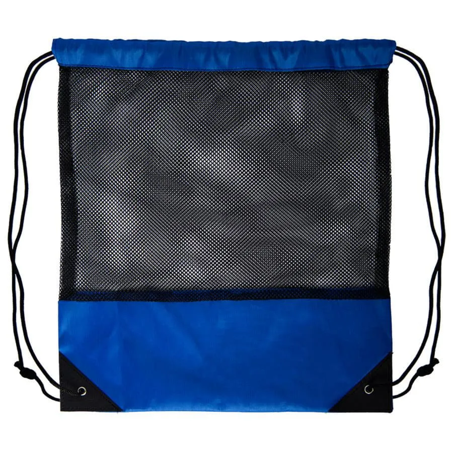 Рюкзак мешок с укреплёнными уголками Mesh, красный, 35*41 см, полиэстер 210D, синий