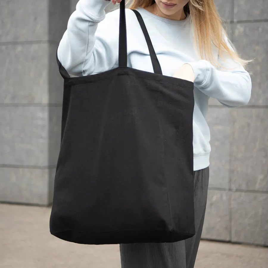 Большая сумка шопер хлопковый MALL BIG 220, 42 x 45 x 14 см, длина ручек 64 х 2,5, черный