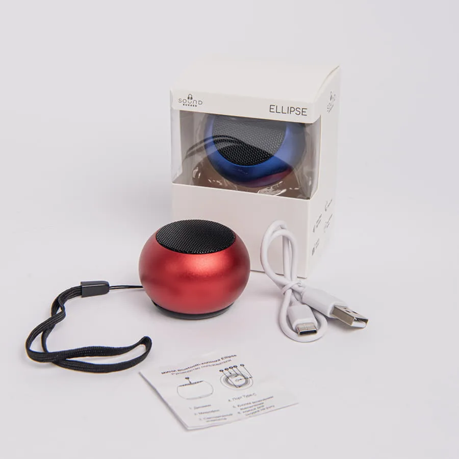 Портативная mini Bluetooth-колонка Sound Burger "Ellipse" серебро, ярко-красный