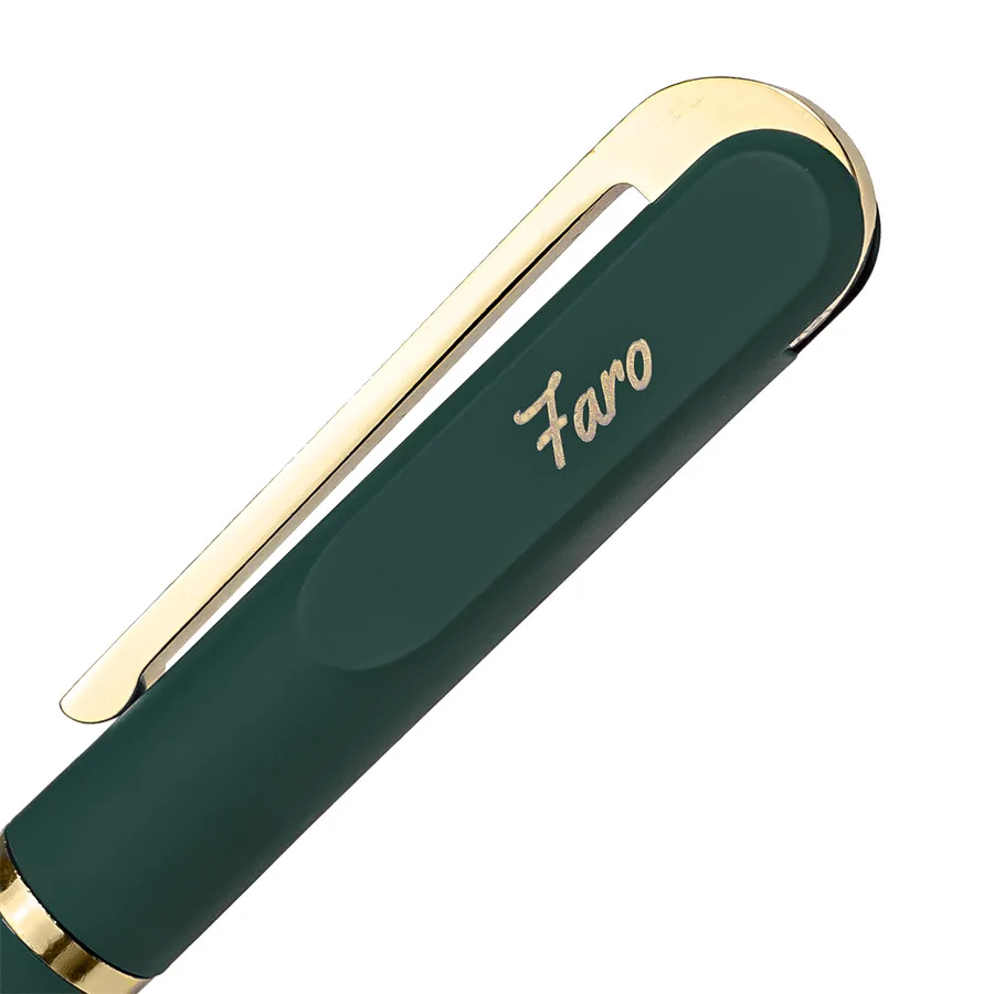 Ручка шариковая FARO, покрытие soft touch, темно-зеленый, золотистый