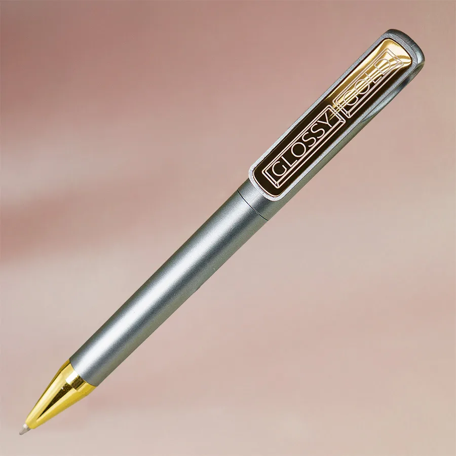 Ручка шариковая GLOSSY GOLD, серебристый, золотистый