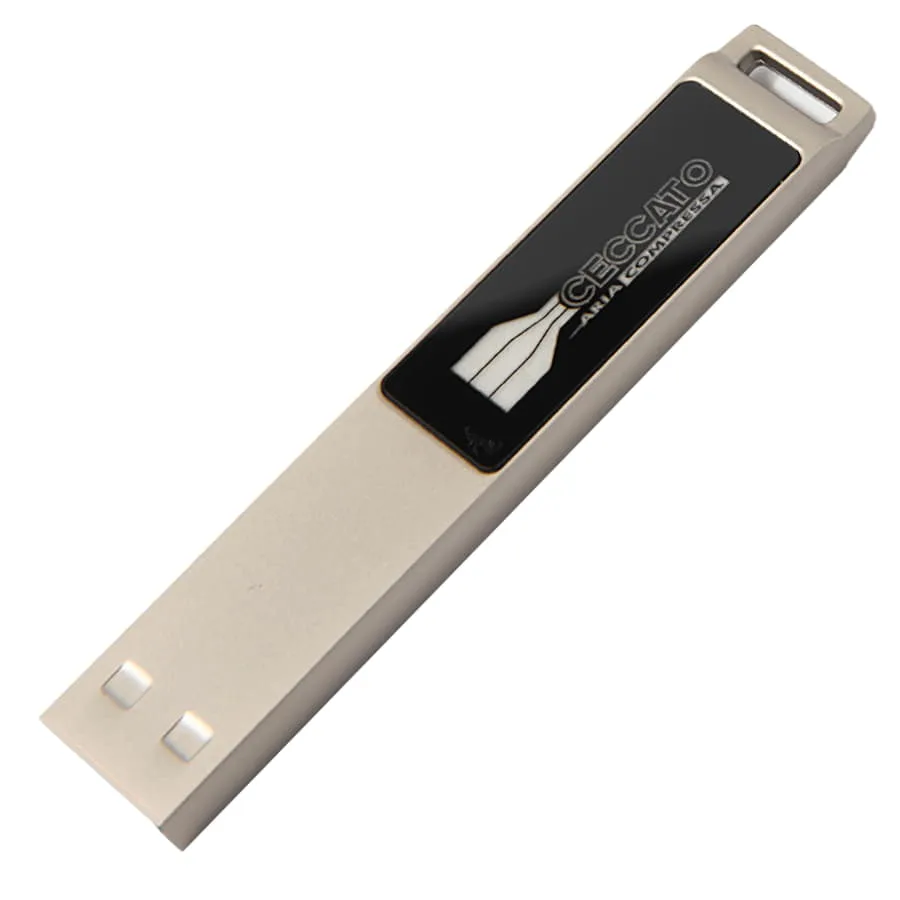 USB flash-карта LED с белой подсветкой (32Гб), серебристая, 6,6х1,2х0,45 см, металл, серебристый