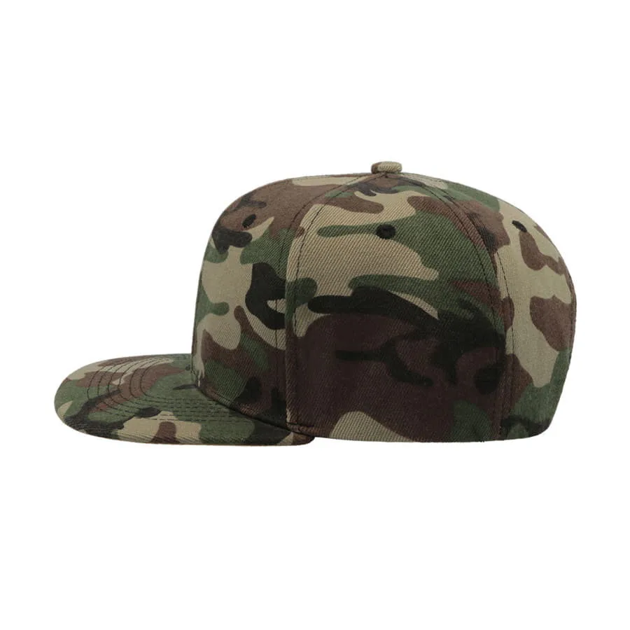 Бейсболка SNAP BACK, 6 клиньев, пластиковая застежка, зеленый камуфляж