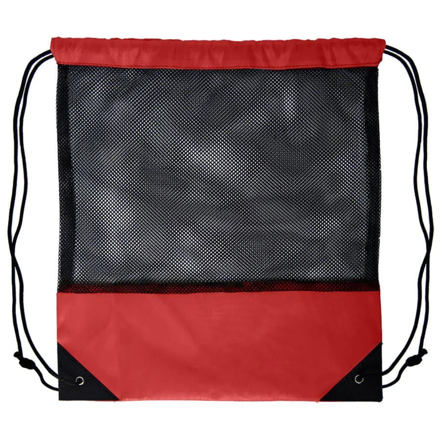 Рюкзак мешок с укреплёнными уголками Mesh, красный, 35*41 см, полиэстер 210D, красный
