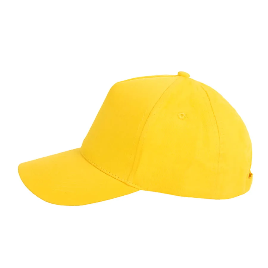 Бейсболка STANDARD, 5 клиньев, металлическая застежка, желтый