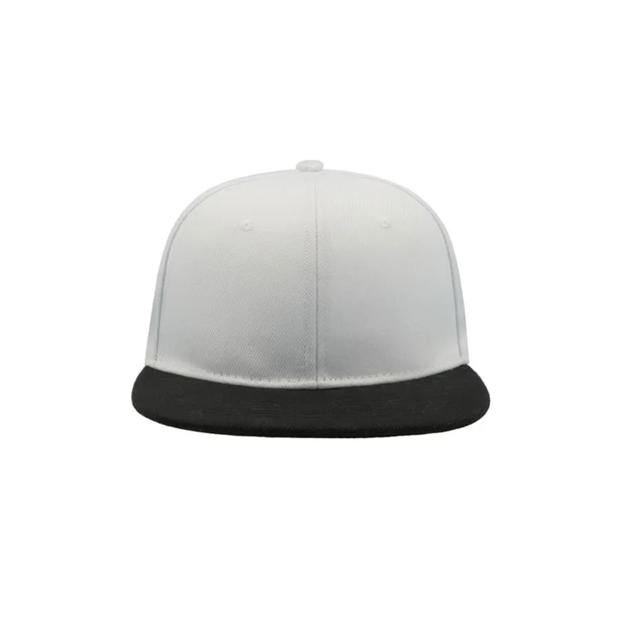 Бейсболка SNAP BACK, 6 клиньев, пластиковая застежка, белый, черный