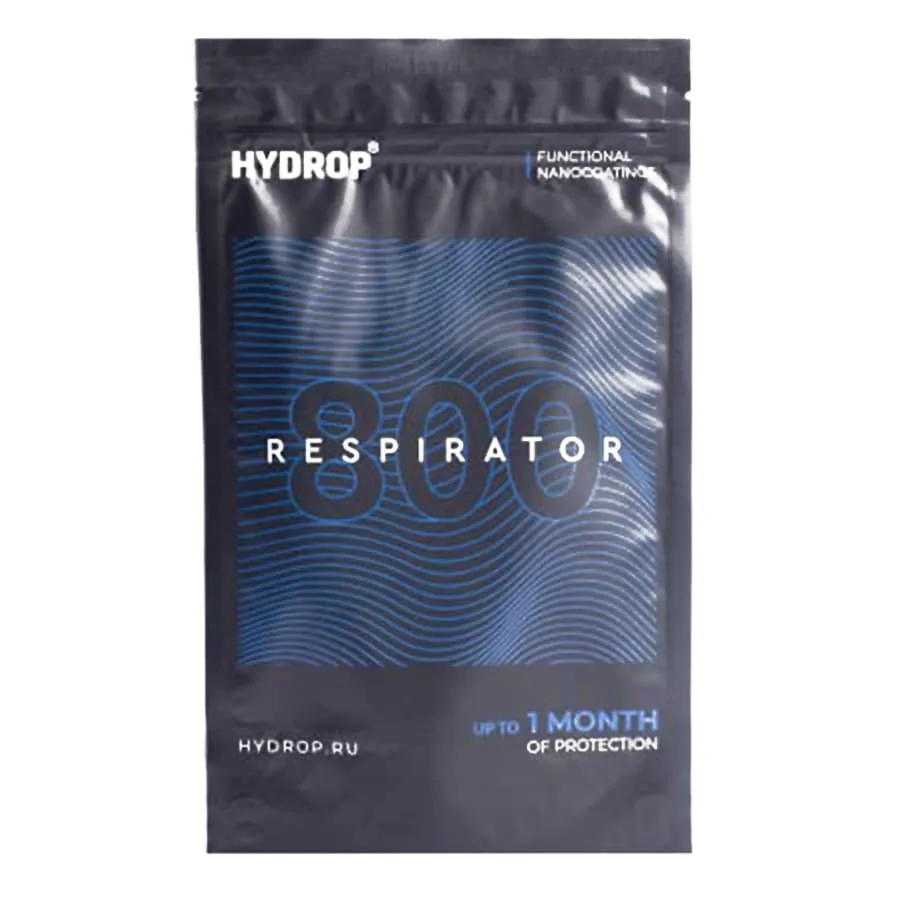 Бесклапанная фильтрующая маска RESPIRATOR 800 HYDROP серая с логотипом в фирменном пакете, черный