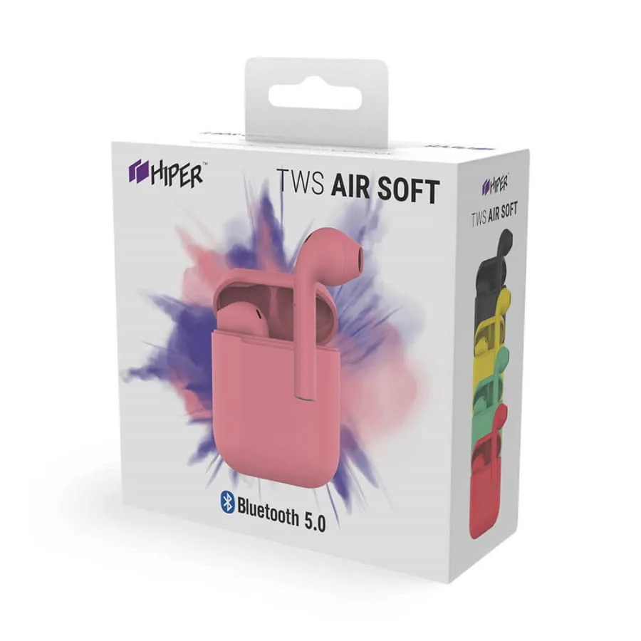 Наушники беспроводные с зарядным боксом TWS AIR SOFT, цвет розовый, розовый