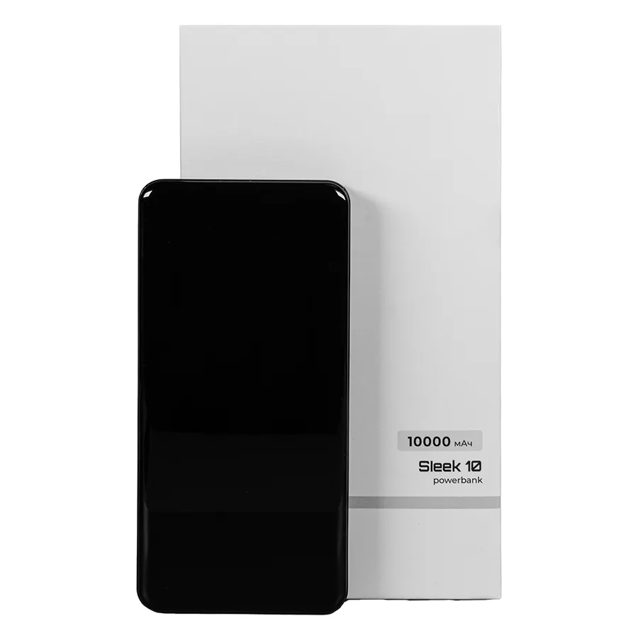 Универсальный аккумулятор Sleek 10 (10000 мАч), черный, 14х6.8х1,5 см, черный