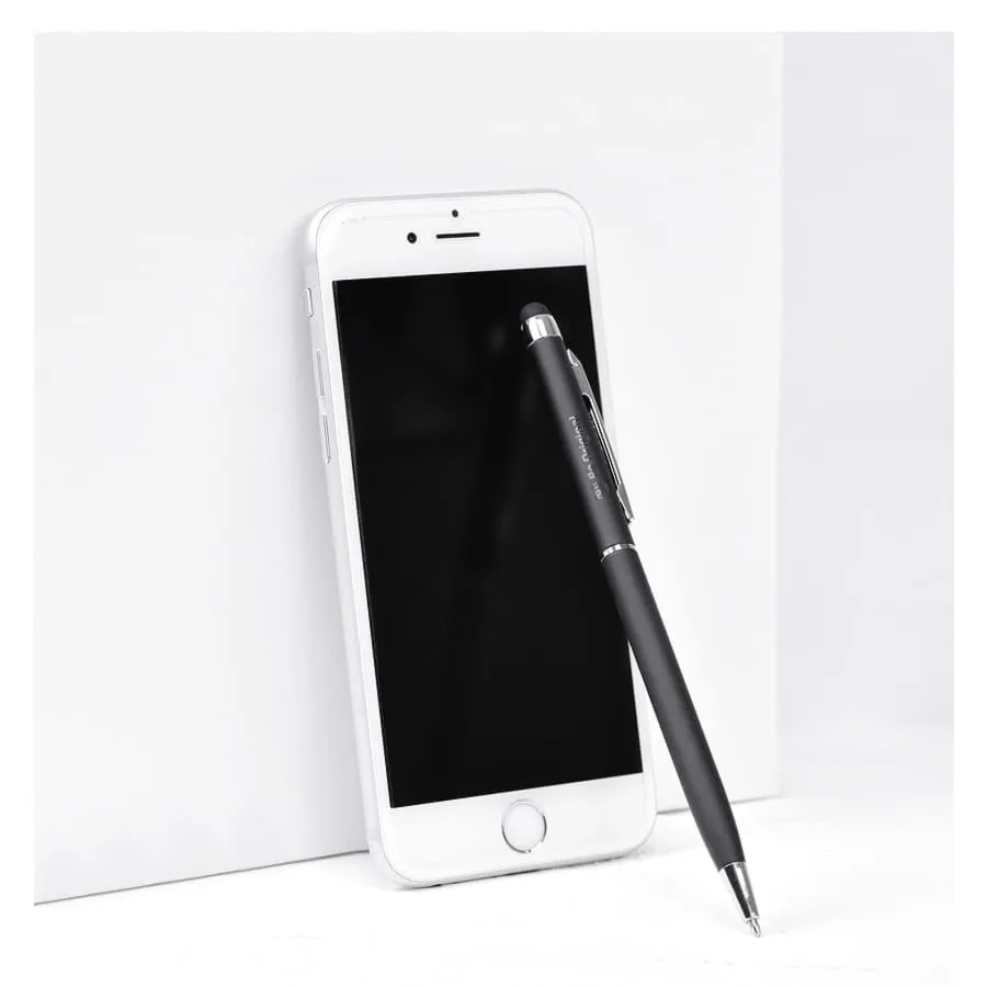 Ручка шариковая со стилусом TOUCHWRITER SOFT, покрытие soft touch, серый, серебристый