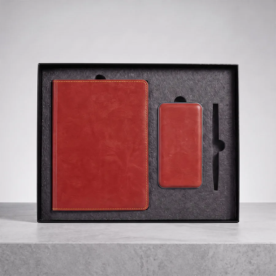 Набор подарочный EMBER: ежедневник и power bank в коробке с ложементом, бордовый