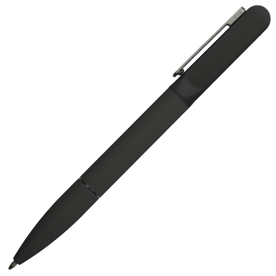 Ручка шариковая NEO с подсветкой после гравировки, soft touch, черный, серебристый