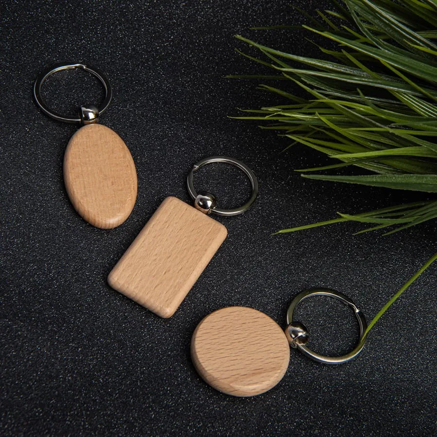 Брелок TIMBER OVAL; 5,2 x 3,2 см; дерево, бежевый
