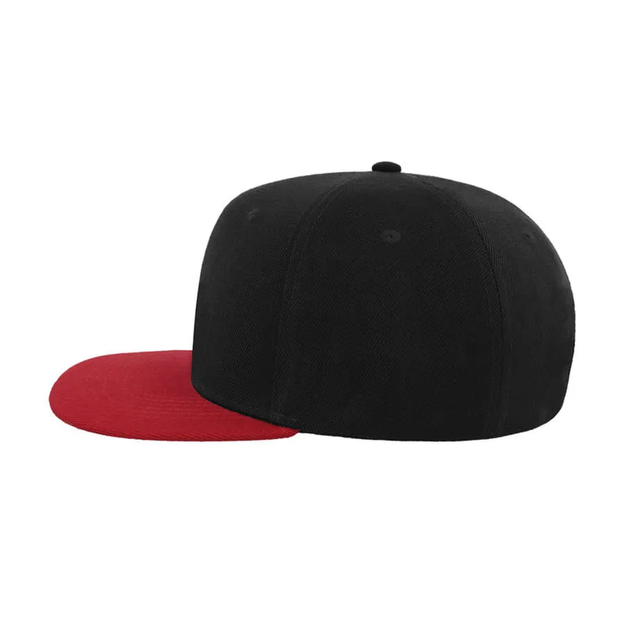Бейсболка SNAP BACK, 6 клиньев, пластиковая застежка, черный, красный