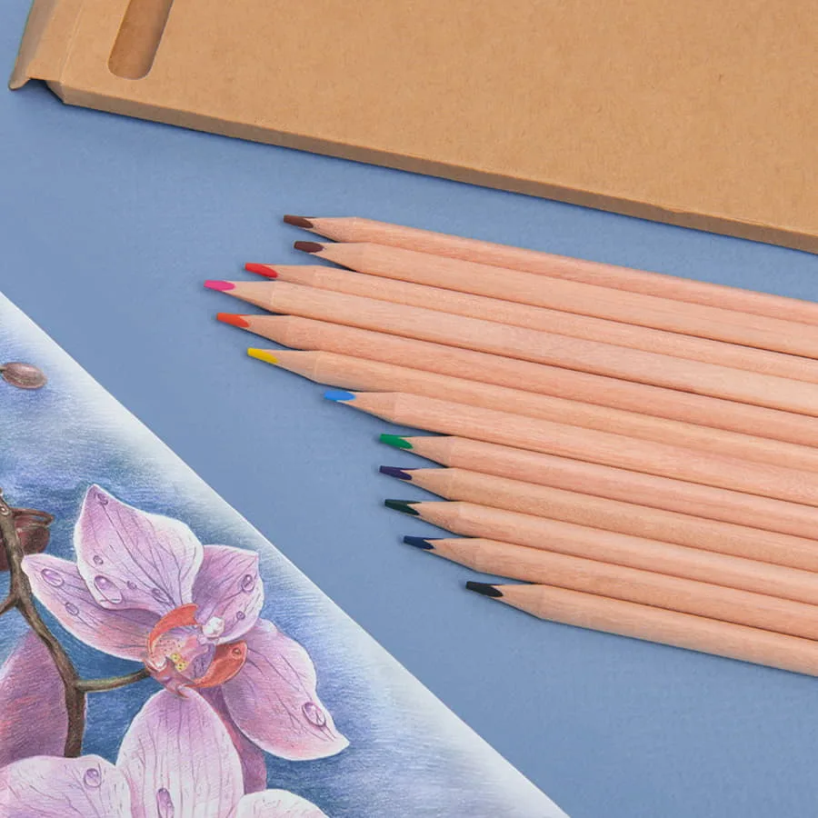 Цветные карандаши KINDERLINE middle,12 цветов, бежевый