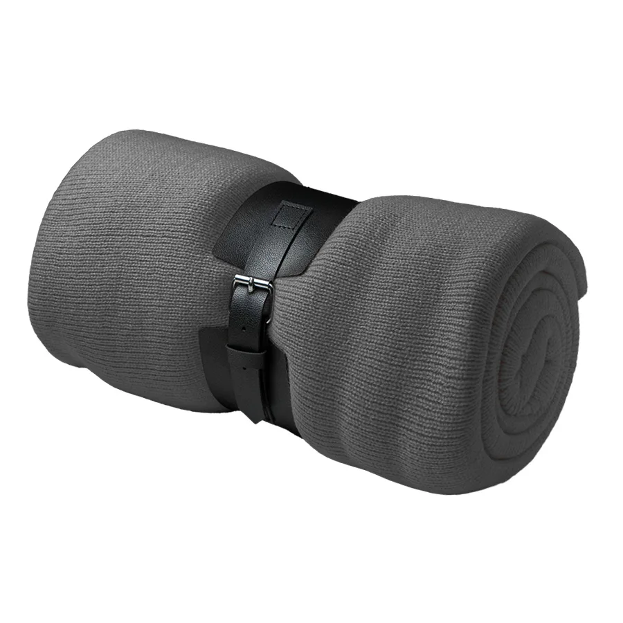 Плед  "Belt"; белый; 130 х 180 см; 100% акрил, с поясом, серый