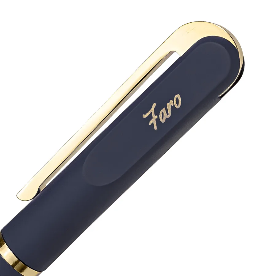 Ручка шариковая FARO, покрытие soft touch, синий, золотистый