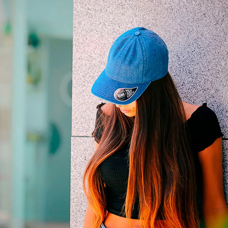 Бейсболка DAD HAT, 6 клиньев, металлическая застежка, джинсовый