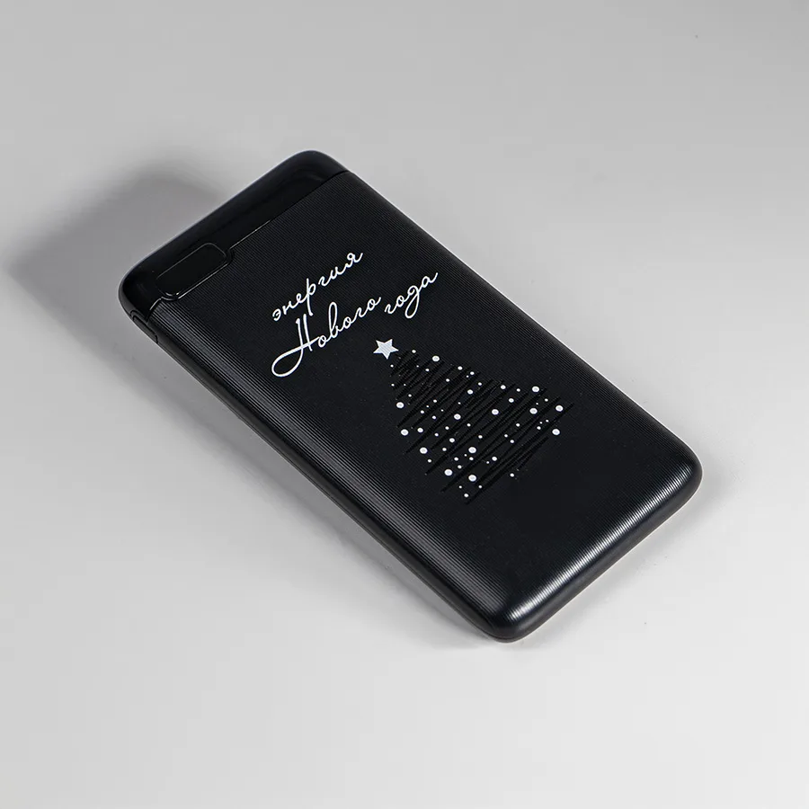 Универсальный аккумулятор Flash 10 (10000 мАч) с подсветкой и soft touch,синий,13,7х6,87х1,55 мм, черный