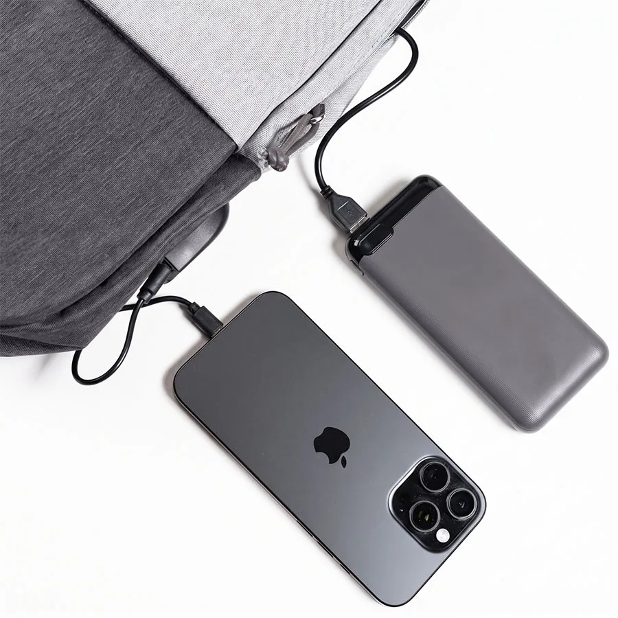 Набор подарочный POWER BEAM: рюкзак c USB портом и power bank, серый