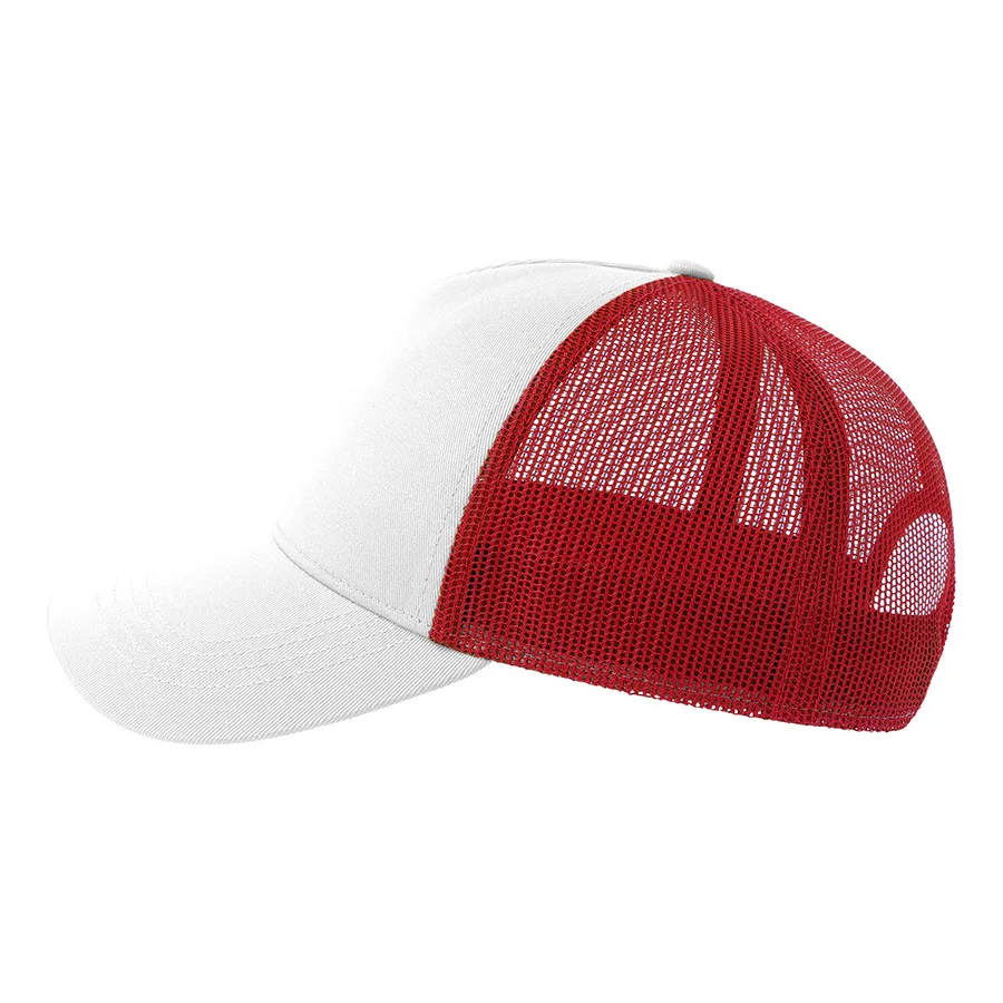 Бейсболка RAPPER COTTON-S, 5 клиньев, пластиковая застёжка, белый, красный