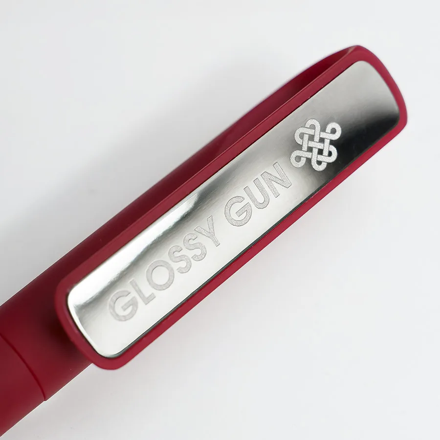 Ручка шариковая GLOSSY GUN с покрытием soft touch, красный, серебристый