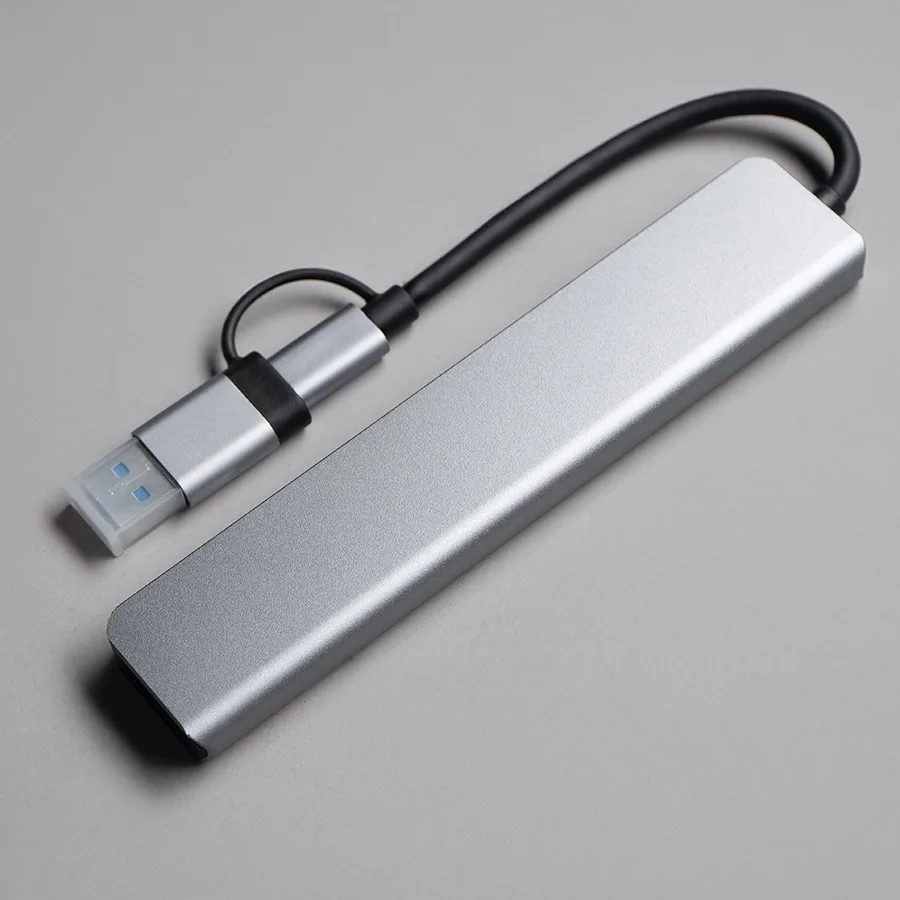 USB-хаб ROOT 8 в 1, серый, алюминий, серый