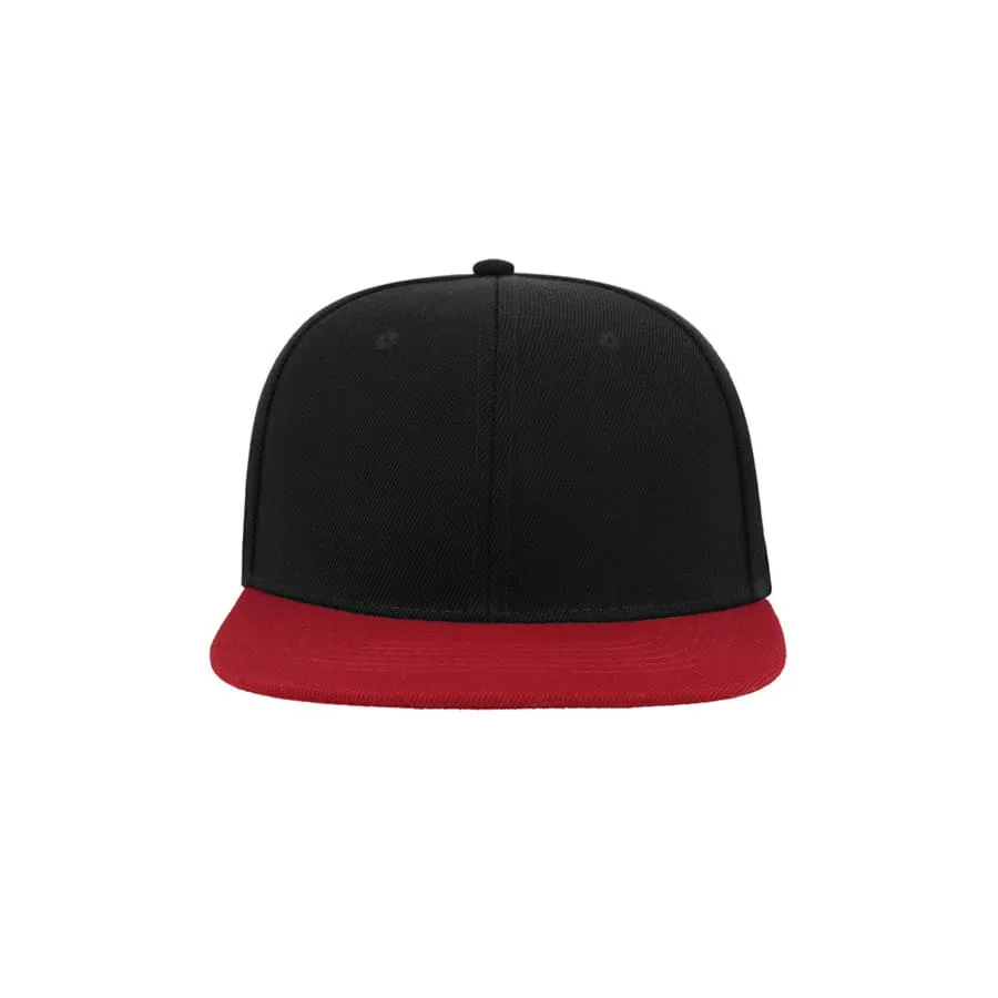 Бейсболка SNAP BACK, 6 клиньев, пластиковая застежка, черный, красный