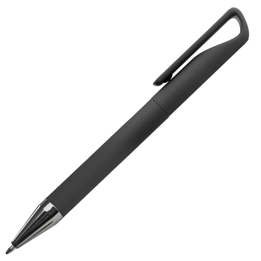 Ручка шариковая GLOSSY GUN с покрытием soft touch, черный, серебристый
