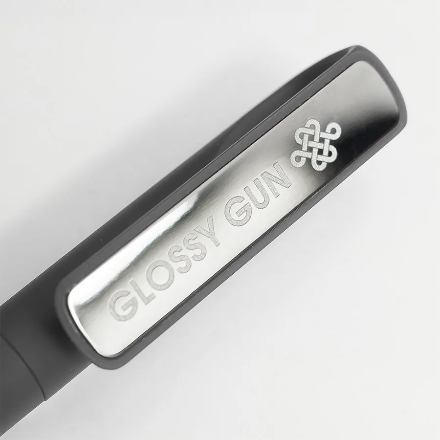 Ручка шариковая GLOSSY GUN с покрытием soft touch, черный, серебристый