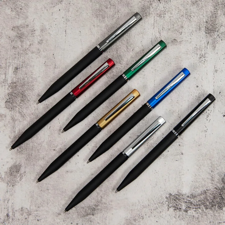 Ручка шариковая M1, пластик, металл, покрытие soft touch, зеленый, черный