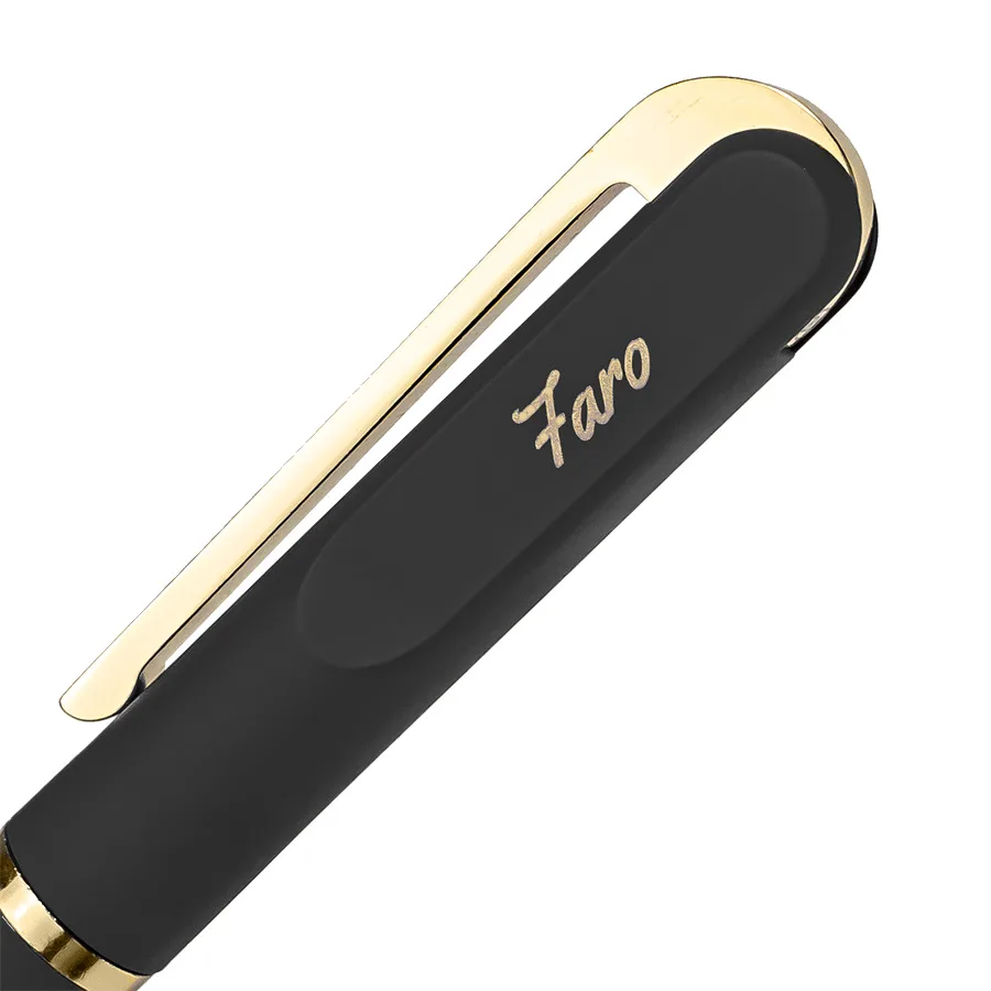 Ручка шариковая FARO, покрытие soft touch, черный, золотистый