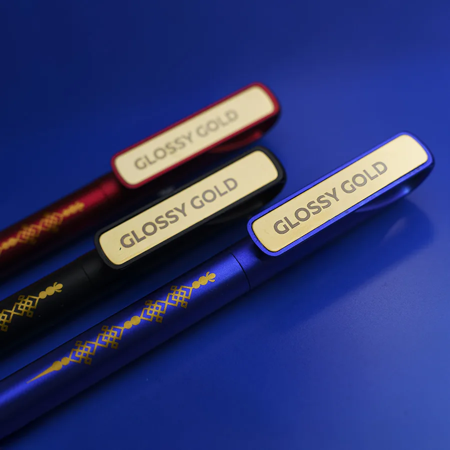 Ручка шариковая GLOSSY GOLD, сизый, золотистый