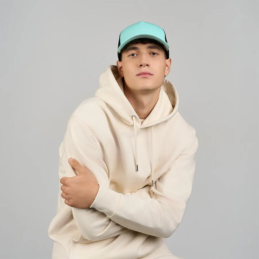 Бейсболка RAPPER COTTON-S, 5 клиньев, пластиковая застёжка, черный, зеленый