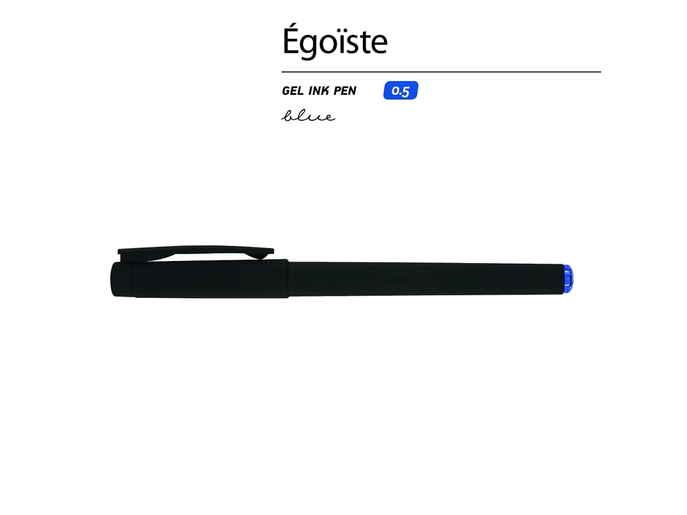 Ручка пластиковая гелевая «Egoiste Black» под персонализацию, синие чернила, черная
