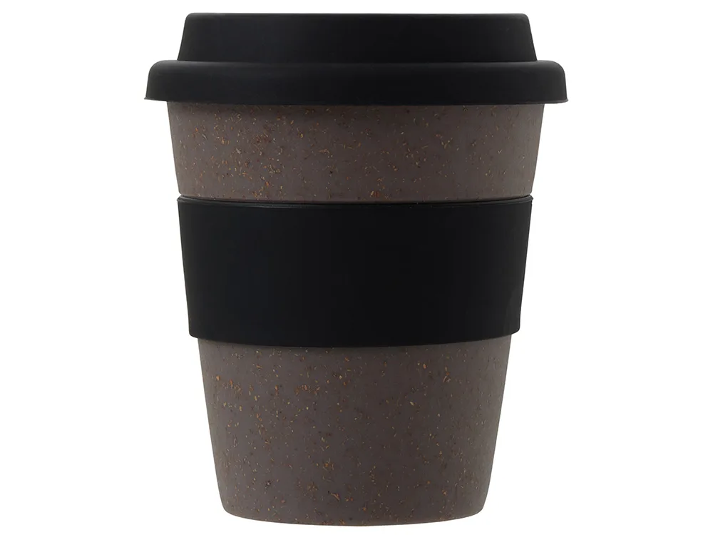 Стакан с силиконовой крышкой "Cafe", черный