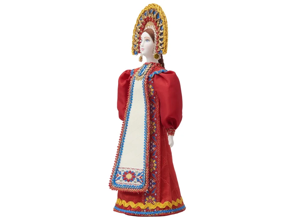 Подарочный набор: кукла фарфоровая, крем-мед, красный