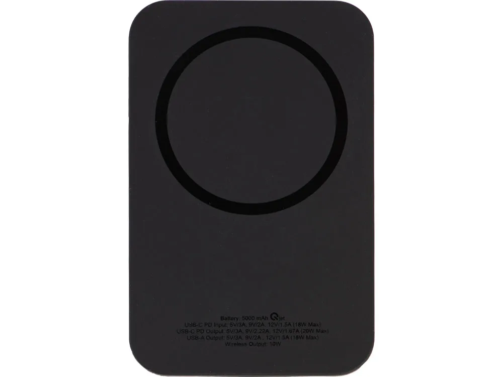 Магнитный беспроводной внешний аккумулятор "MagnetIQ", 5000 mah, 10 W, черный