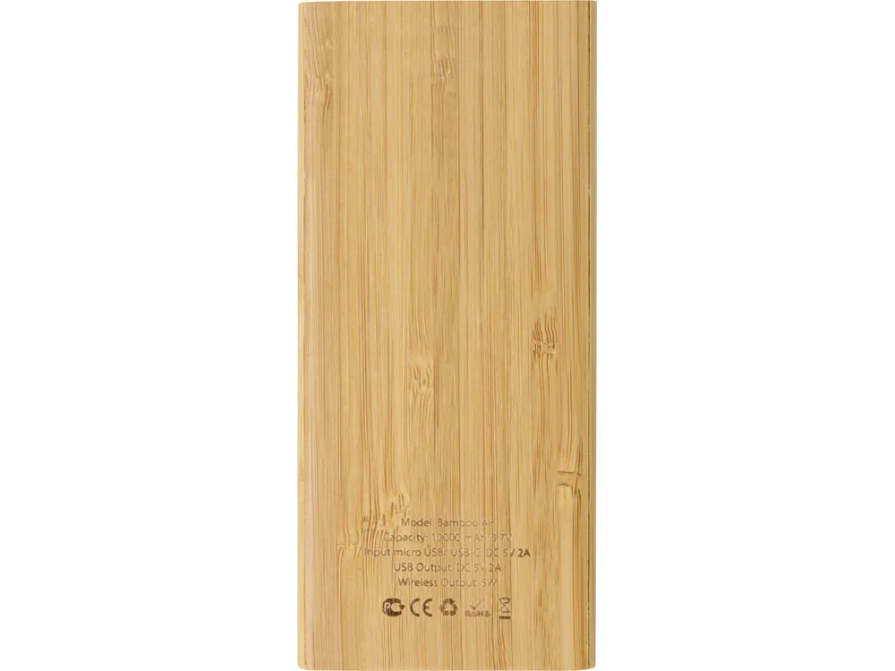 Внешний беспроводной аккумулятор из бамбука "Bamboo Air", 10000 mAh