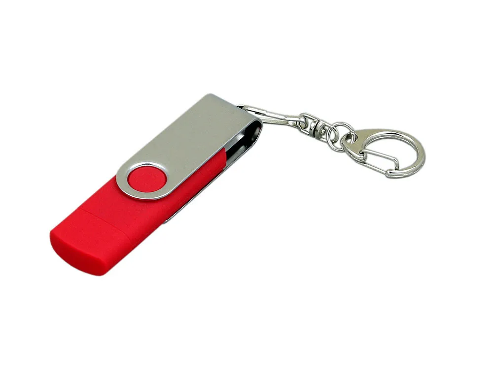 Флешка с  поворотным механизмом, c дополнительным разъемом Micro USB, 64 Гб