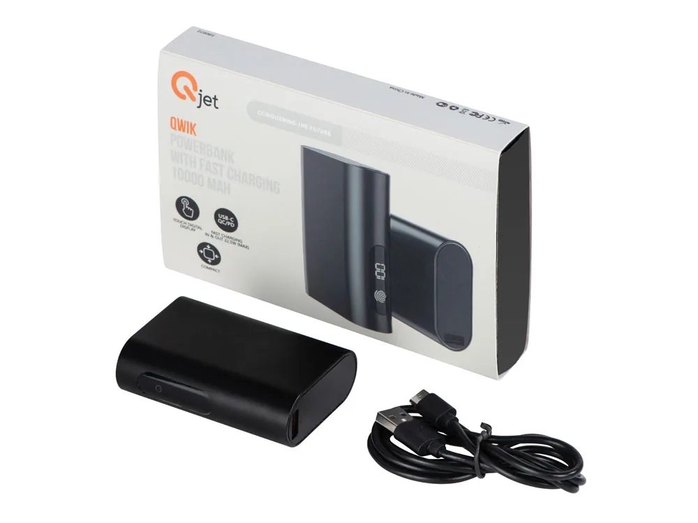 Внешний аккумулятор с QC/PD "Qwik", 10000 mah, черный