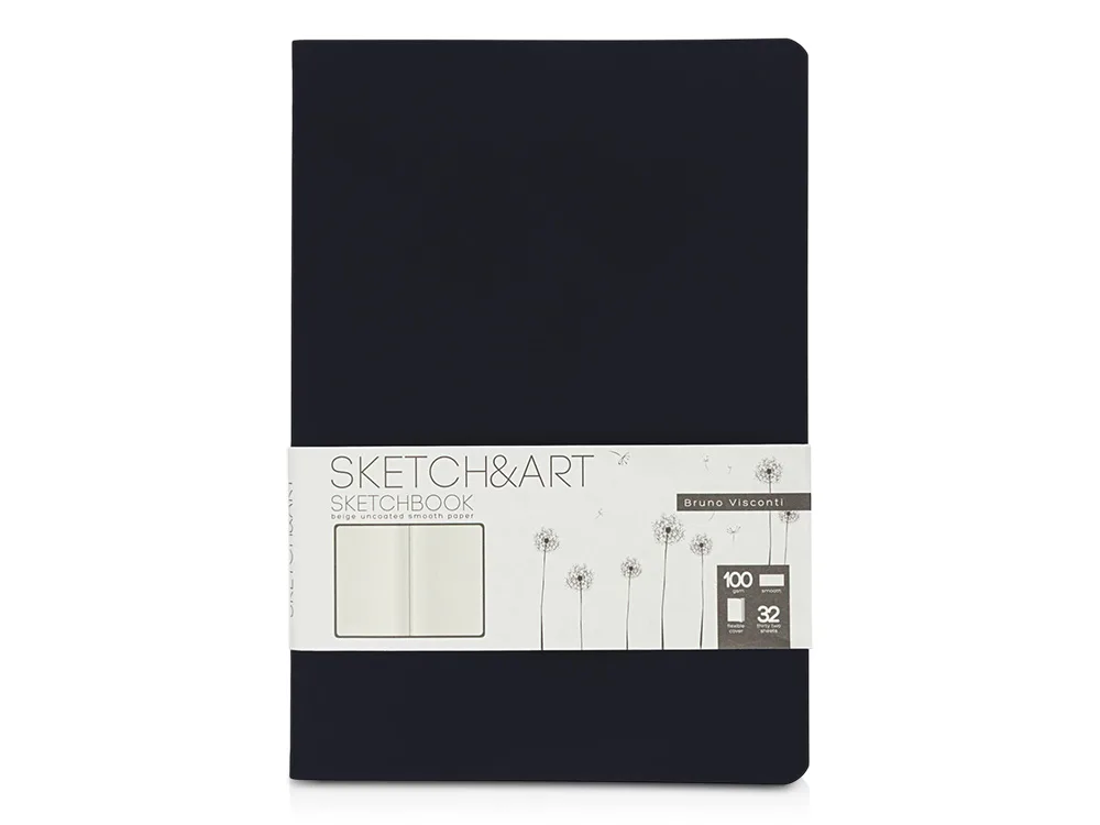 Скетчбук "Sketch & Art" в мягком переплете 147х210 мм, 32 л. бежевой бумаги 100 г/м2