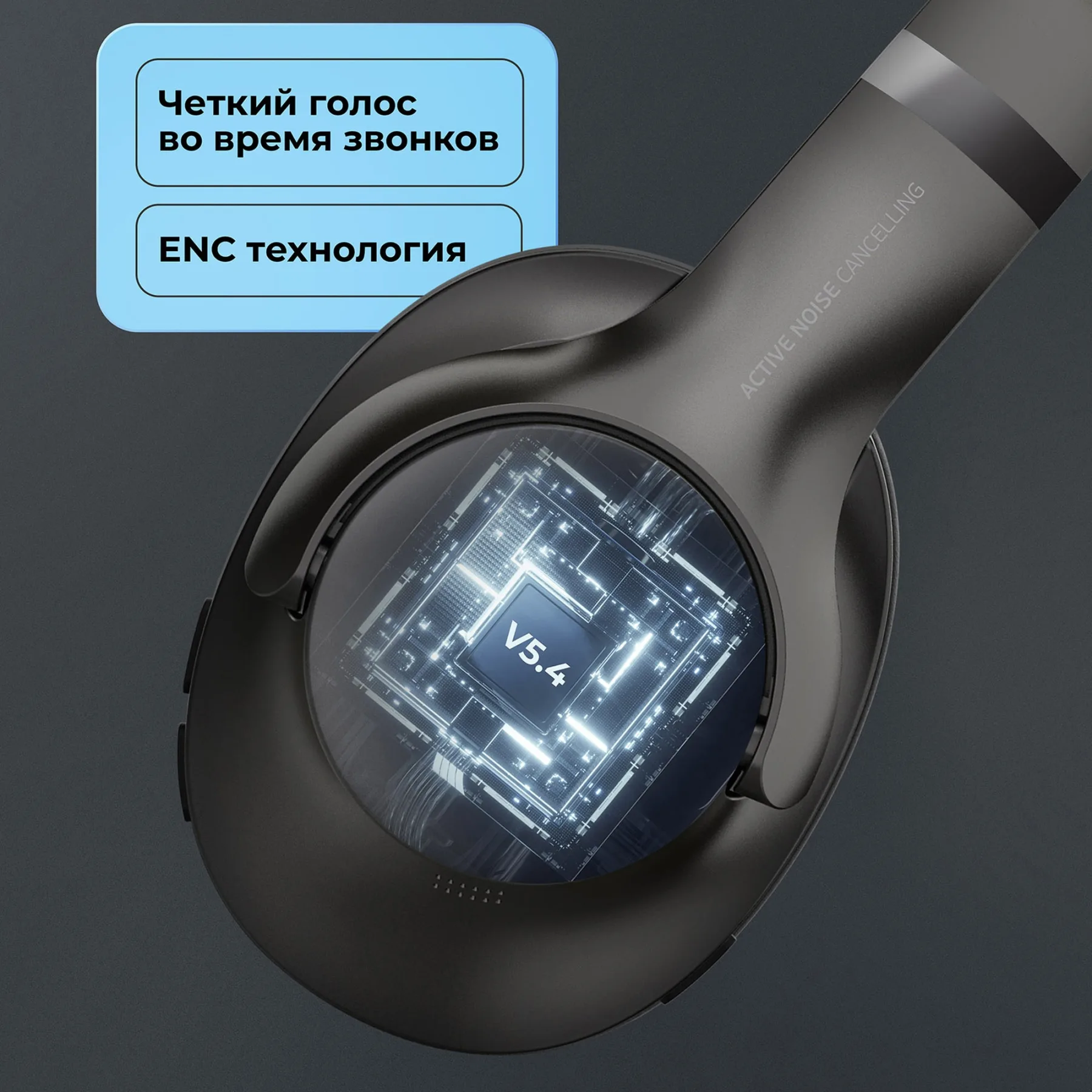 Беспроводные накладные наушники Stereo Ultra ANC, BT 5.4, ANC/ENC, 500мАч, черный, Deppa