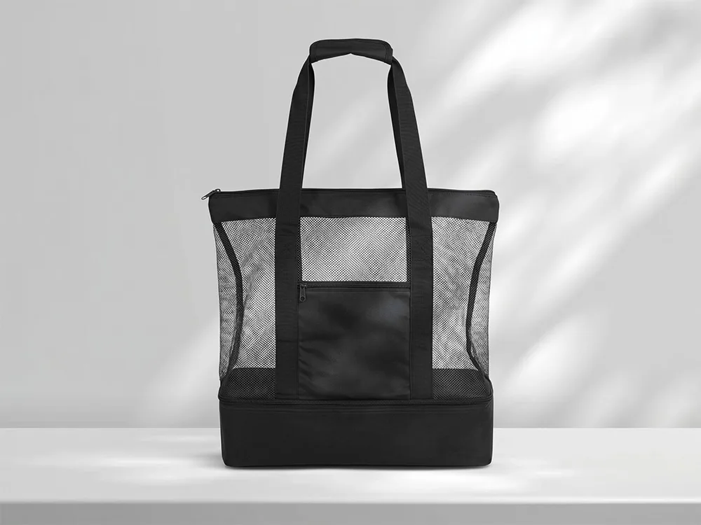 Сумка для шопинга и пляжа «Coolmesh» с изотермическим отделением внизу, черный