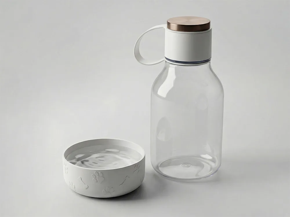 Бутылка для воды 2-в-1 «Dog Bowl Bottle» со съемной миской для питомцев, 1500 мл, белый