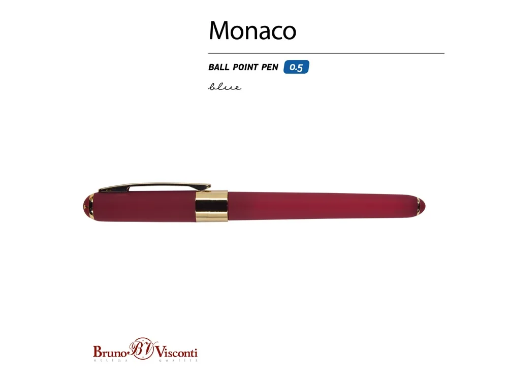 Ручка пластиковая шариковая «Monaco», 0,5мм, синие чернила, бордовый