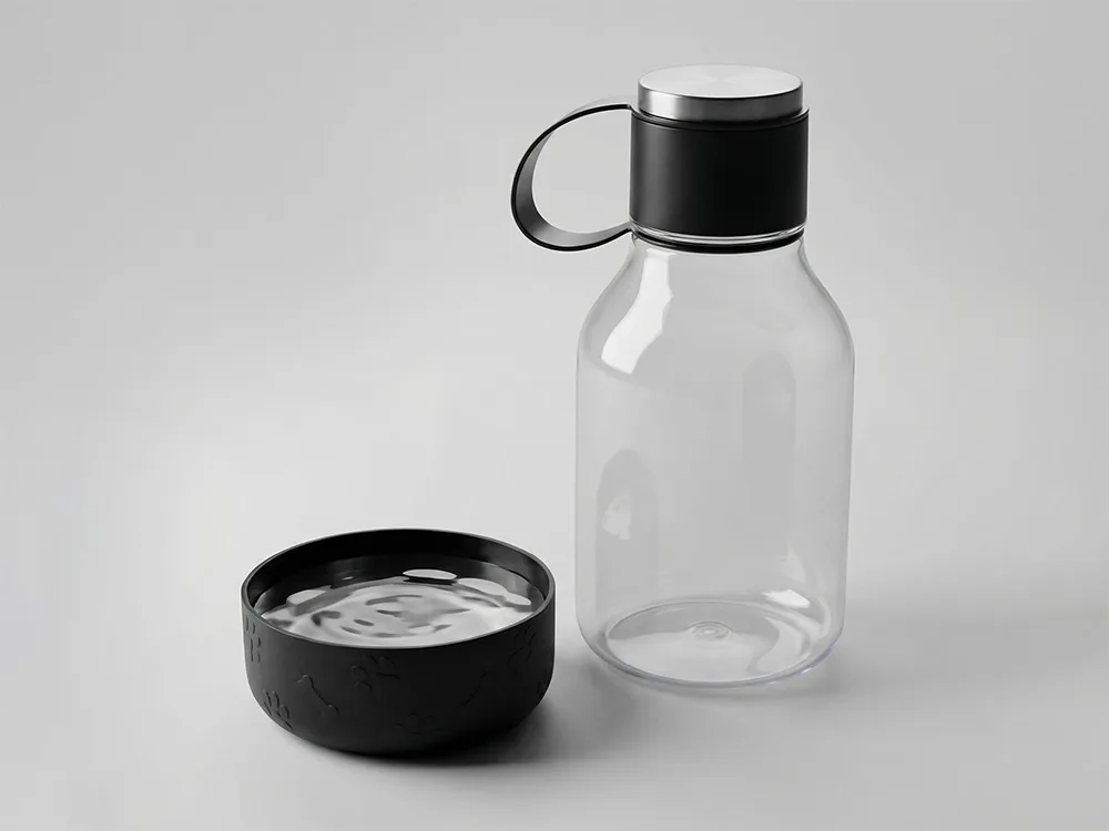 Бутылка для воды 2-в-1 «Dog Bowl Bottle» со съемной миской для питомцев, 1500 мл, черный