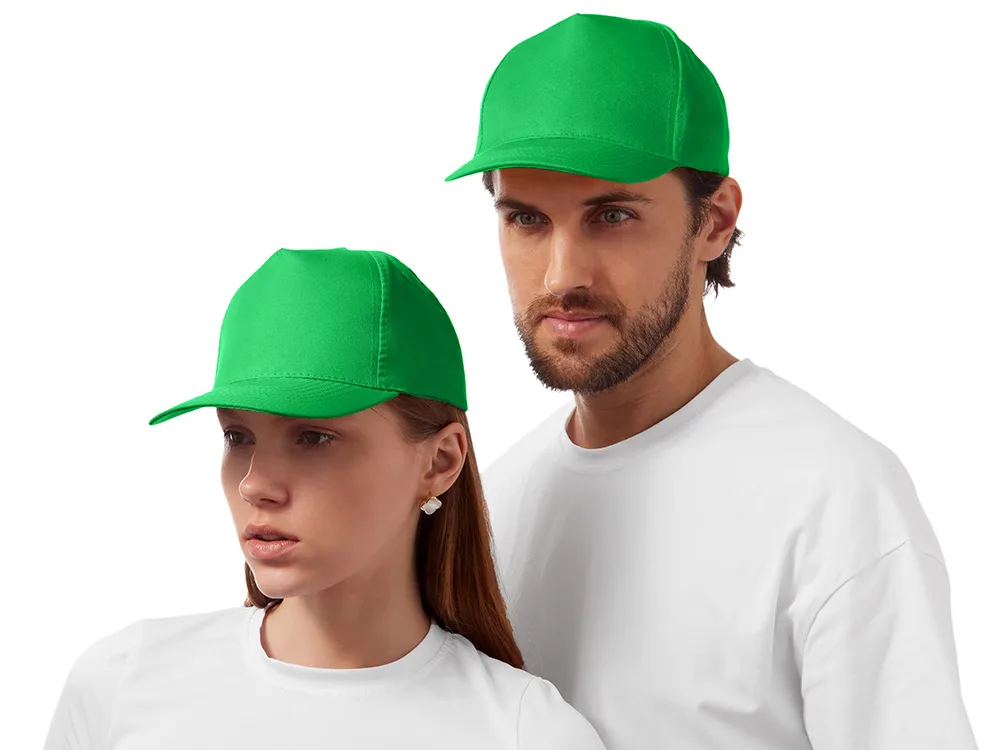 Бейсболка "Poly" 5-ти панельная 120 гр, зеленый