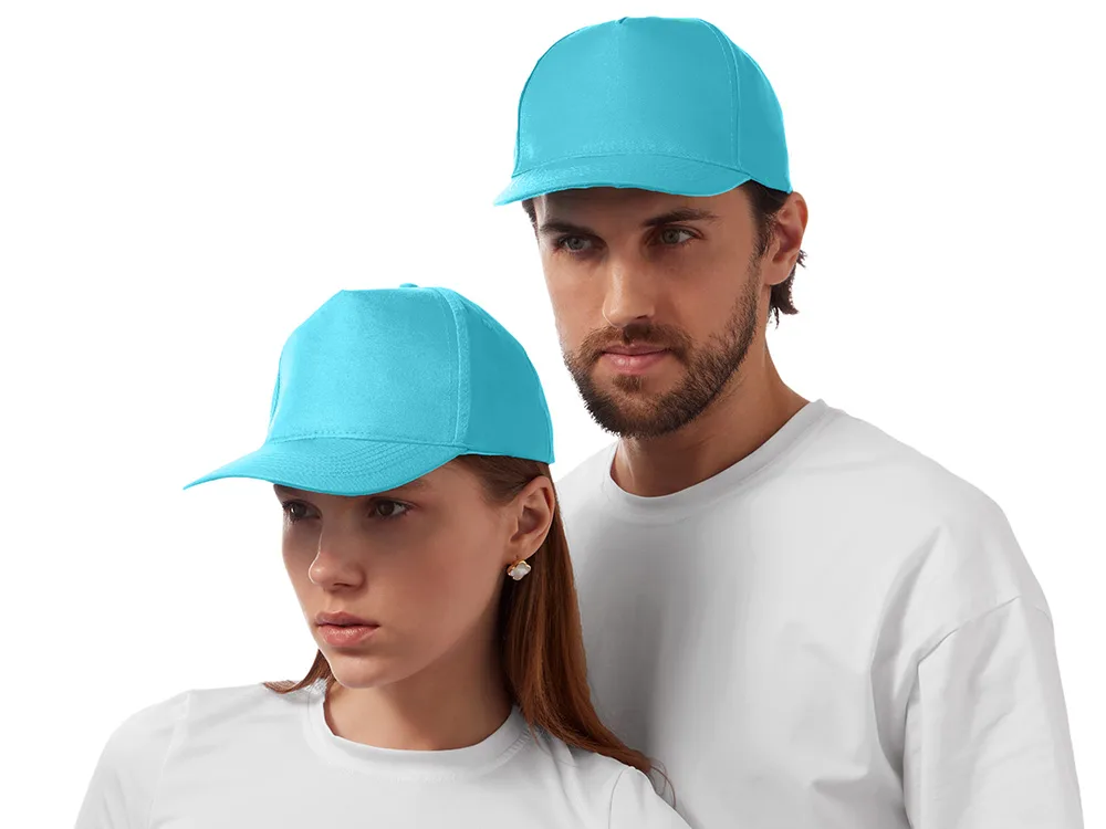 Бейсболка "Poly" 5-ти панельная 120 гр, лазурный