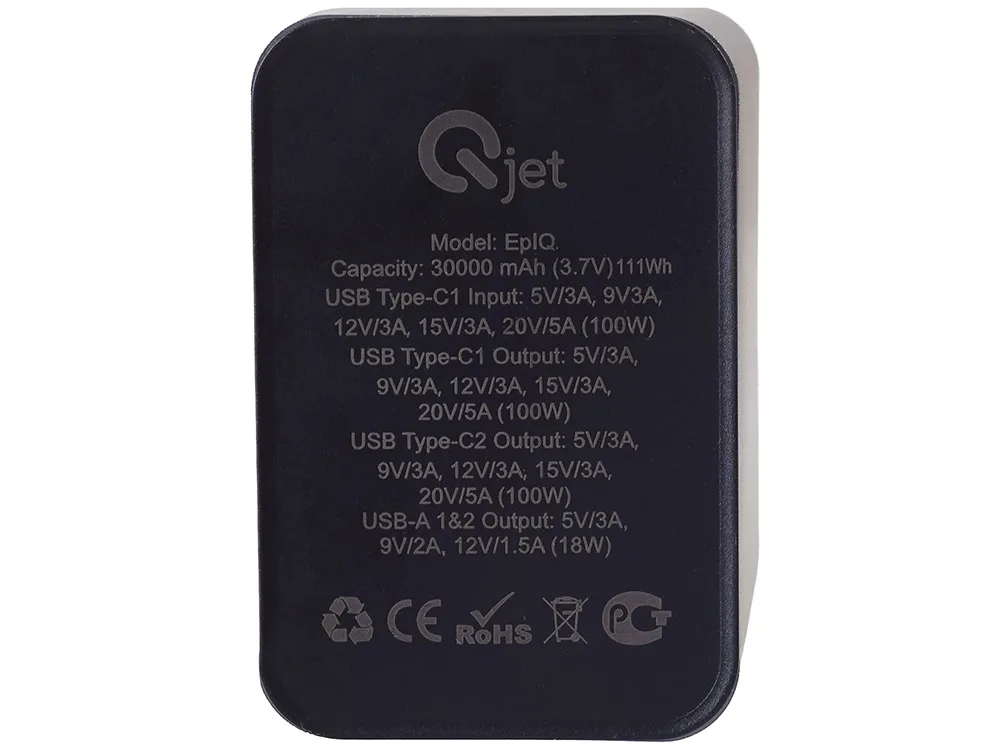 Внешний аккумулятор для ноутбуков «EpIQ», 100 Вт, 30000 mAh, темно-серый